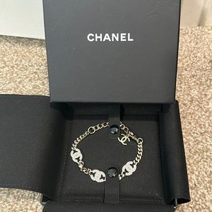 Chanel gold crystal pendant bracelet